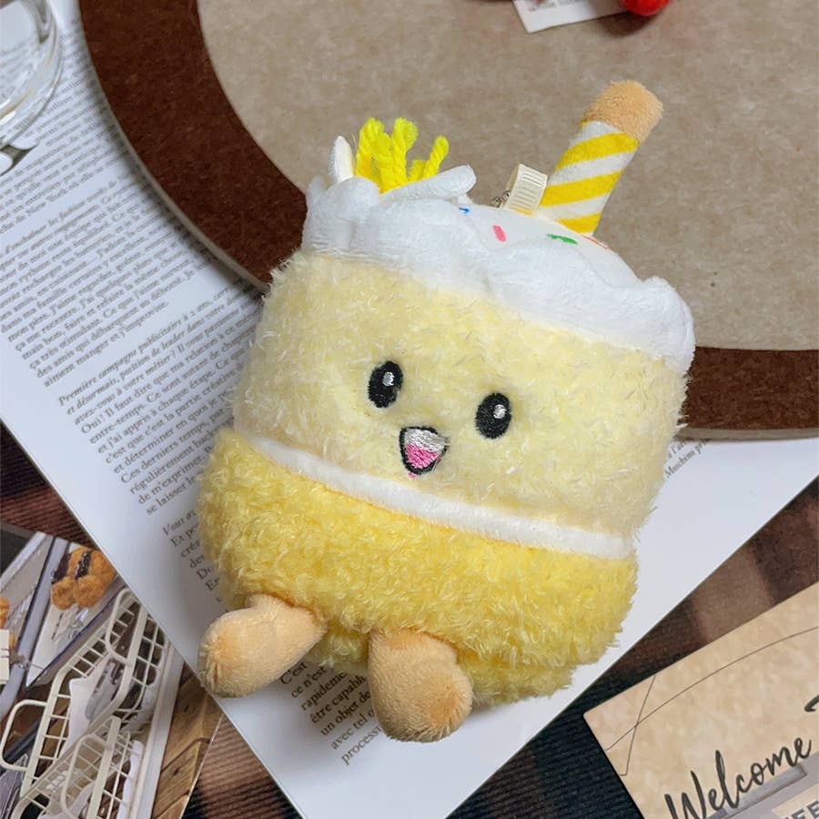 Creative birthday cake plush toy keychain charm gift