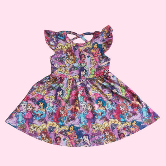 "Princess For A Day" Twirl Flutter Sleeve Dress