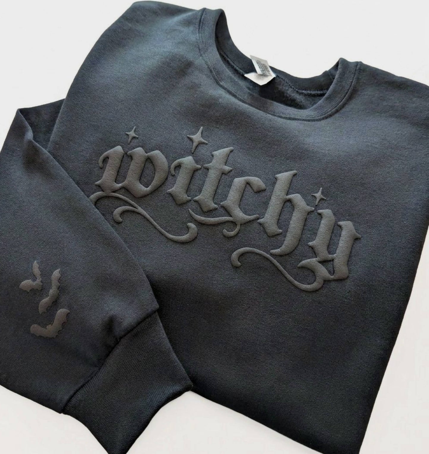 Witchy Puff Print Crewneck Halloween Sweatshirt for Fall