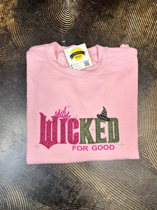 Wicked For Good Glitter Applique crewneck|8585