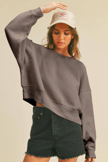 Blank Short Cropped Long Sleeve Sweatshirt