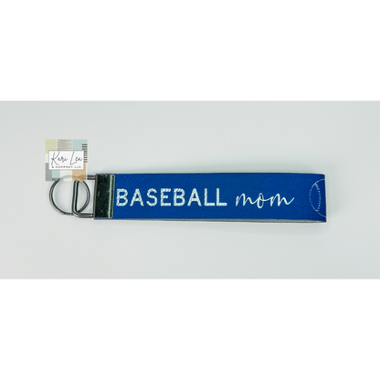 Leather Wristlet - Baseball Mom (Blue/Silver)|8420