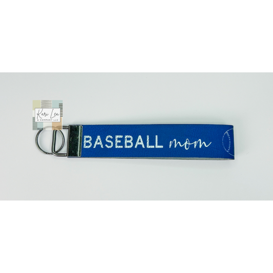 Leather Wristlet - Baseball Mom (Blue/Silver)|8420