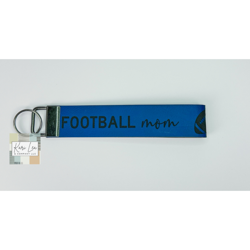 Leather Wristlet - Football Mom (Blue/Black)|8364