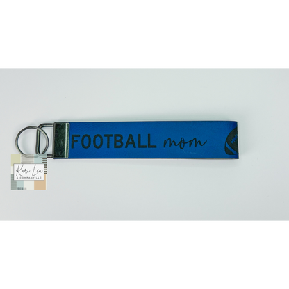 Leather Wristlet - Football Mom (Blue/Black)|8364