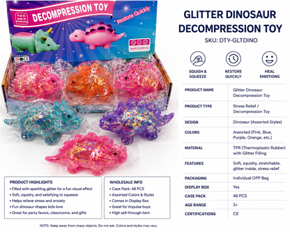 Glitter Dinosaur Squishy Decompression Toy
