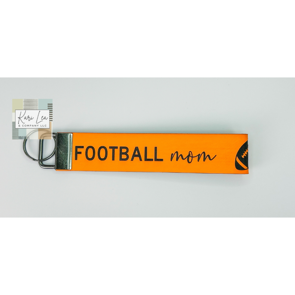 Leather Wristlet - Football Mom (Orange)|8221