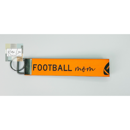 Leather Wristlet - Football Mom (Orange)|8221