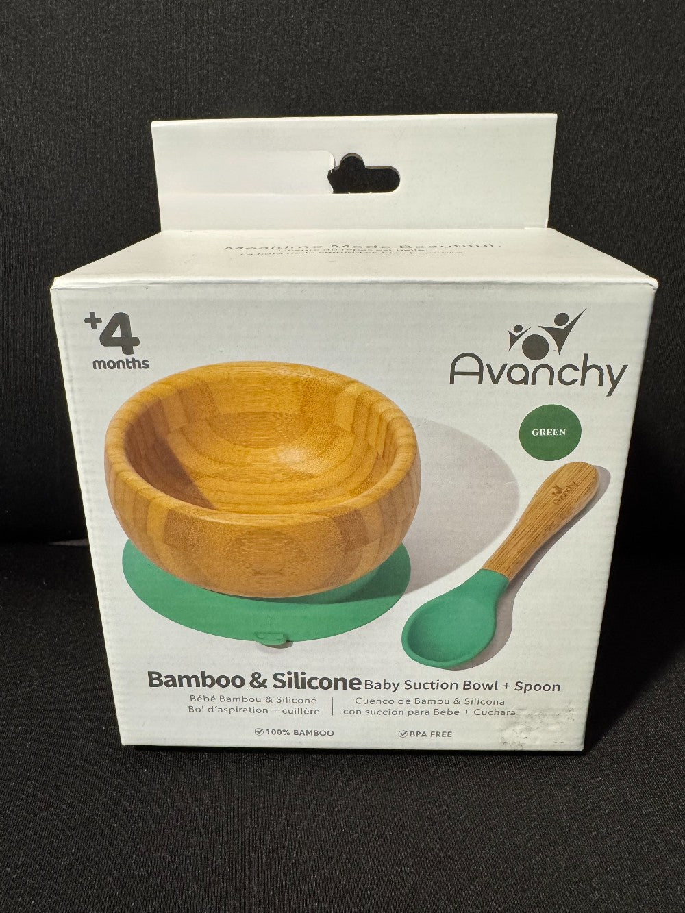 Avanchy Bamboo & Silicone Suction Bowl & Spoon Set|8762