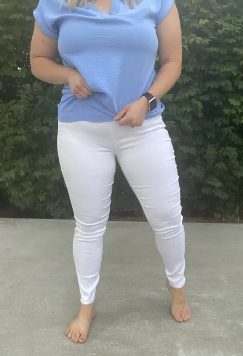 White High Rise Skinny Jeans- 1822 denim|8892