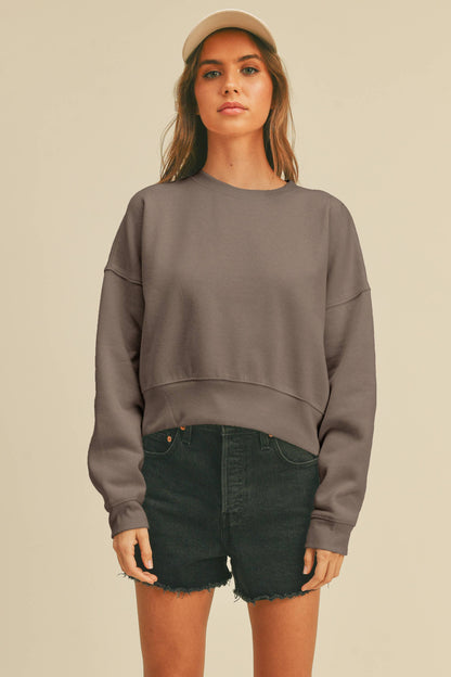 Blank Short Cropped Long Sleeve Sweatshirt