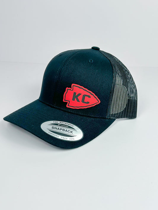 Black Yupoong Hat - Red KC Arrowhead|8457