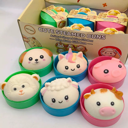 Crunchy Block-Filled Animal Bun Squishy Stress Toy