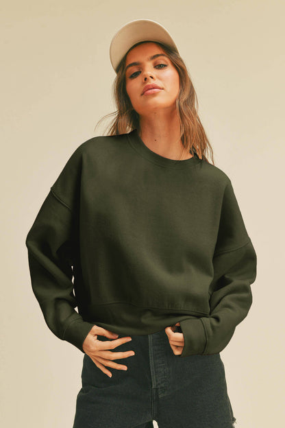 Blank Short Cropped Long Sleeve Sweatshirt