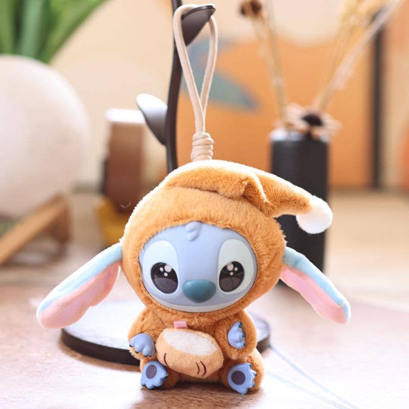 Cute Stitch inspired plush keychain bag charm