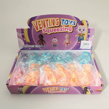 24PCS - Glittered Figure Doll Squeeze Squishy Stress Relief Toy