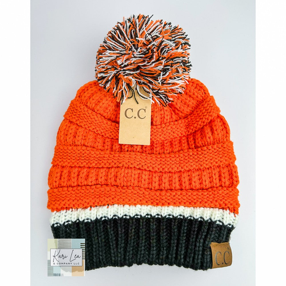 School Spirit Beanie - Orange/Black/White|8168