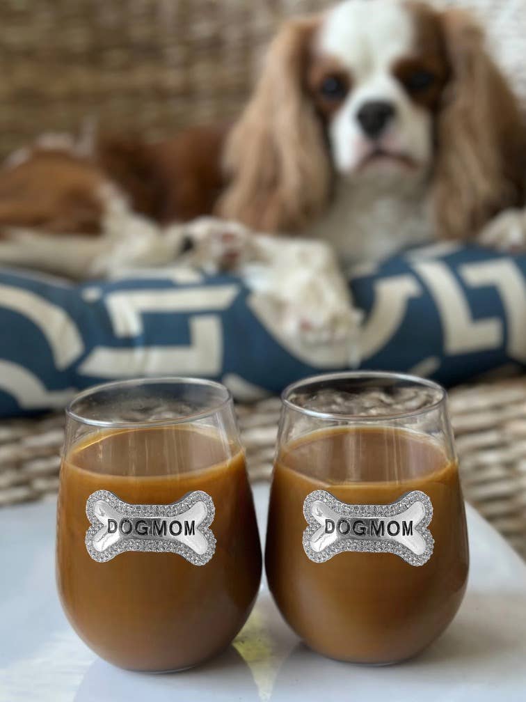 Dog Mom Stemless Wine Glass