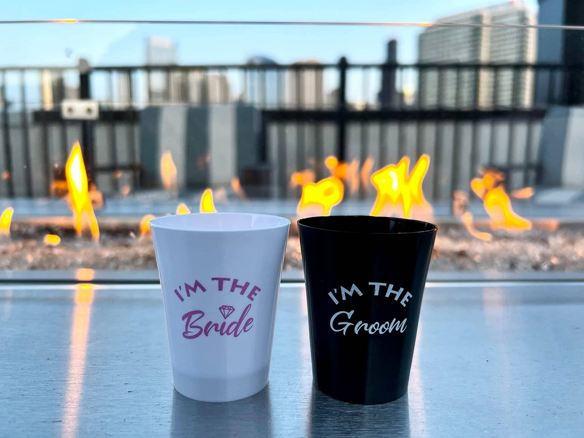 Shot Glasses: 2 - I'm the - Bride (White/Pink) & Groom Pack