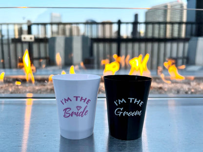 Shot Glasses: 2 - I'm the - Bride (White/Pink) & Groom Pack