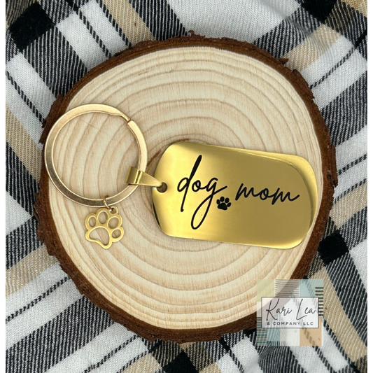 Dog Mom Keychain - Gold|8444