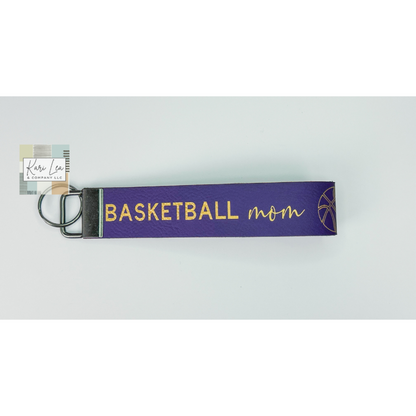 Leather Wristlet - Basketball Mom (Purple)|8381