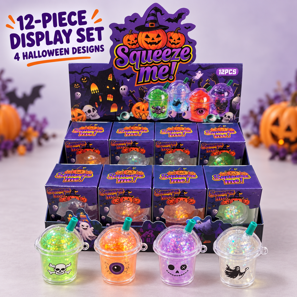 Halloween Milk Tea Cup Squishy Fidget Stress Relief Gift Set