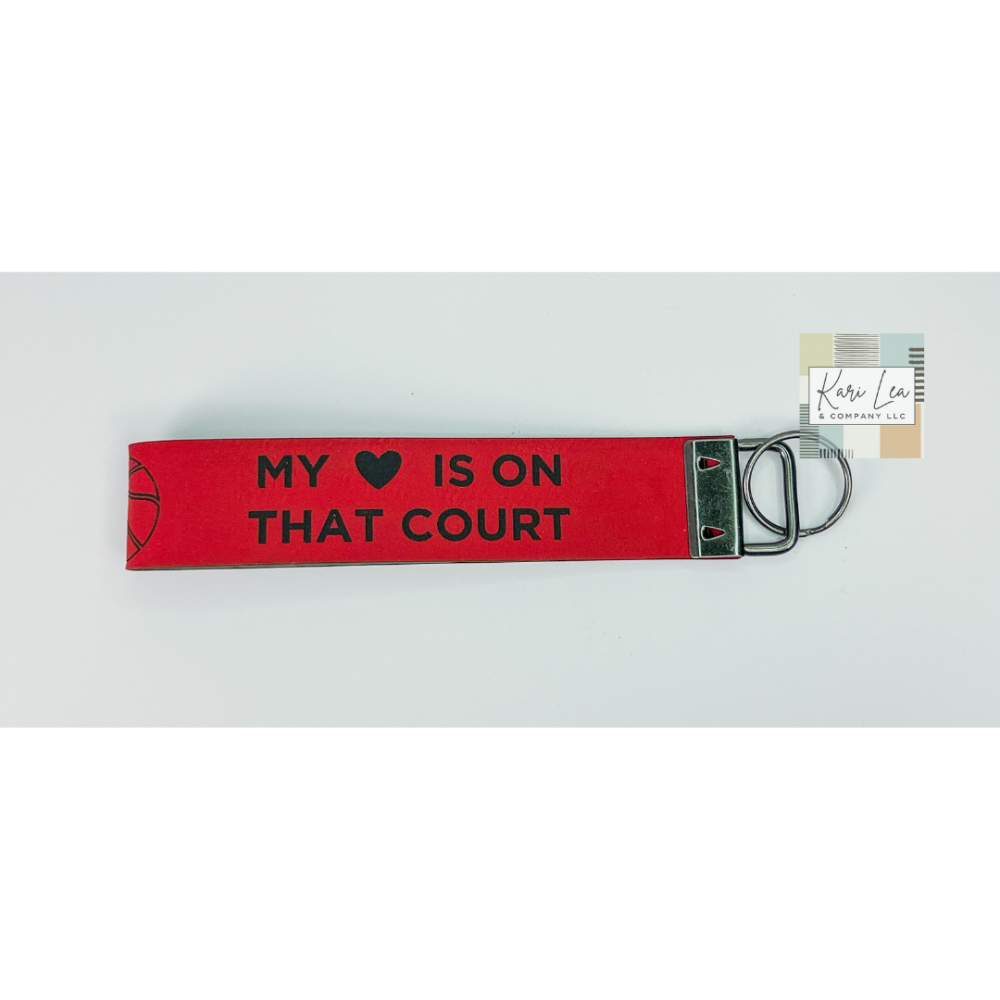 Leather Wristlet - Basketball Mom (Red)|8374