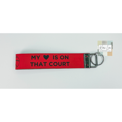 Leather Wristlet - Basketball Mom (Red)|8374