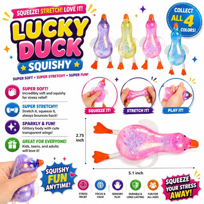 Lucky Duck Squishy – Glitter Stretchy Duck