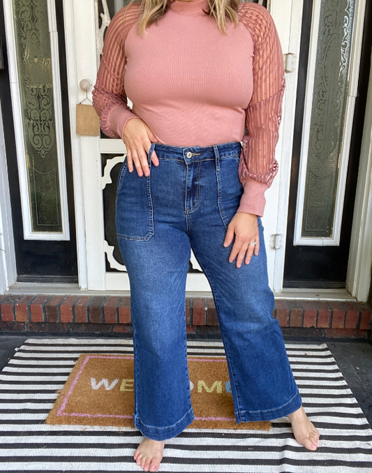 Cropped Wide Leg Jeans|8028
