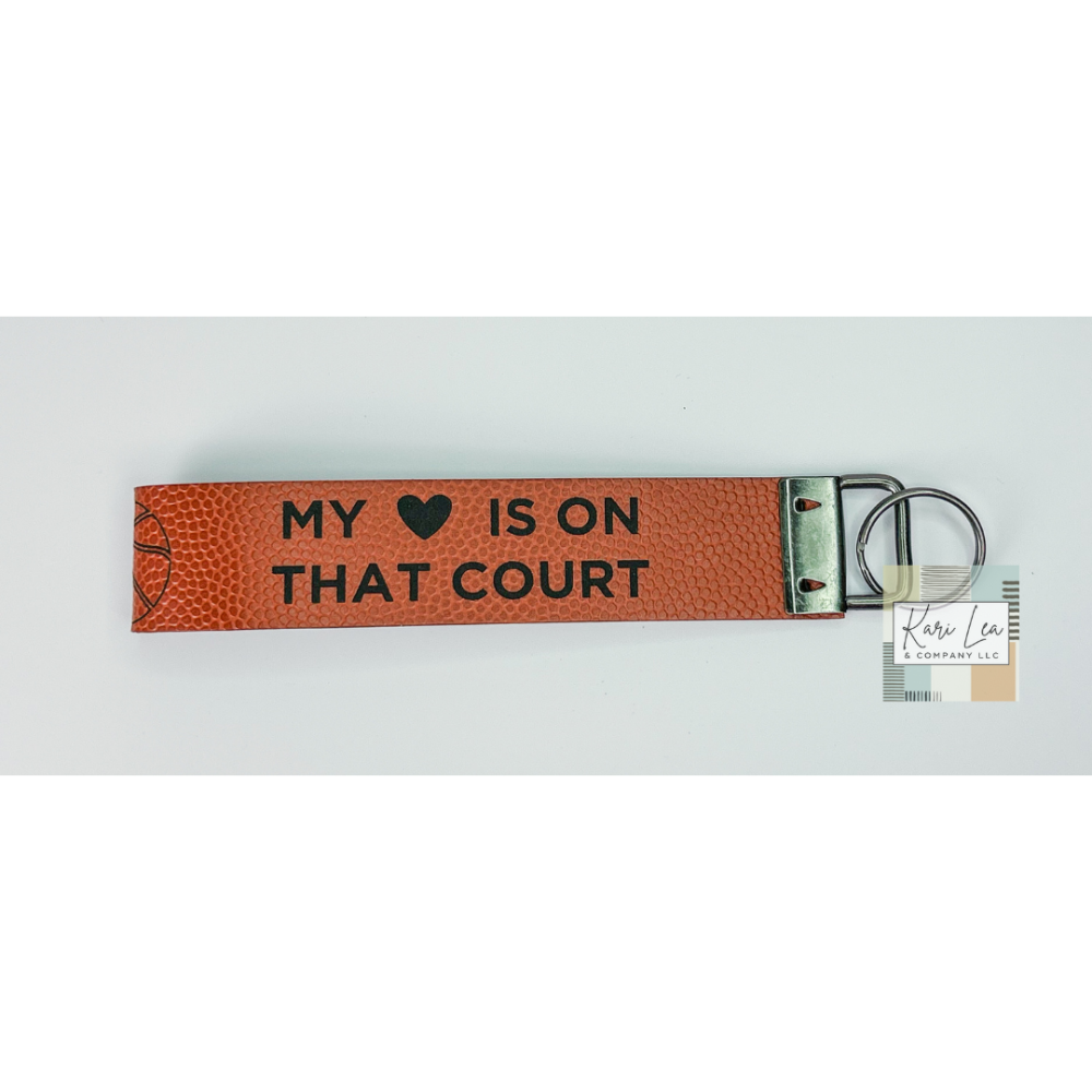 Leather Wristlet - Basketball Mom (Basketball Pattern)|8193