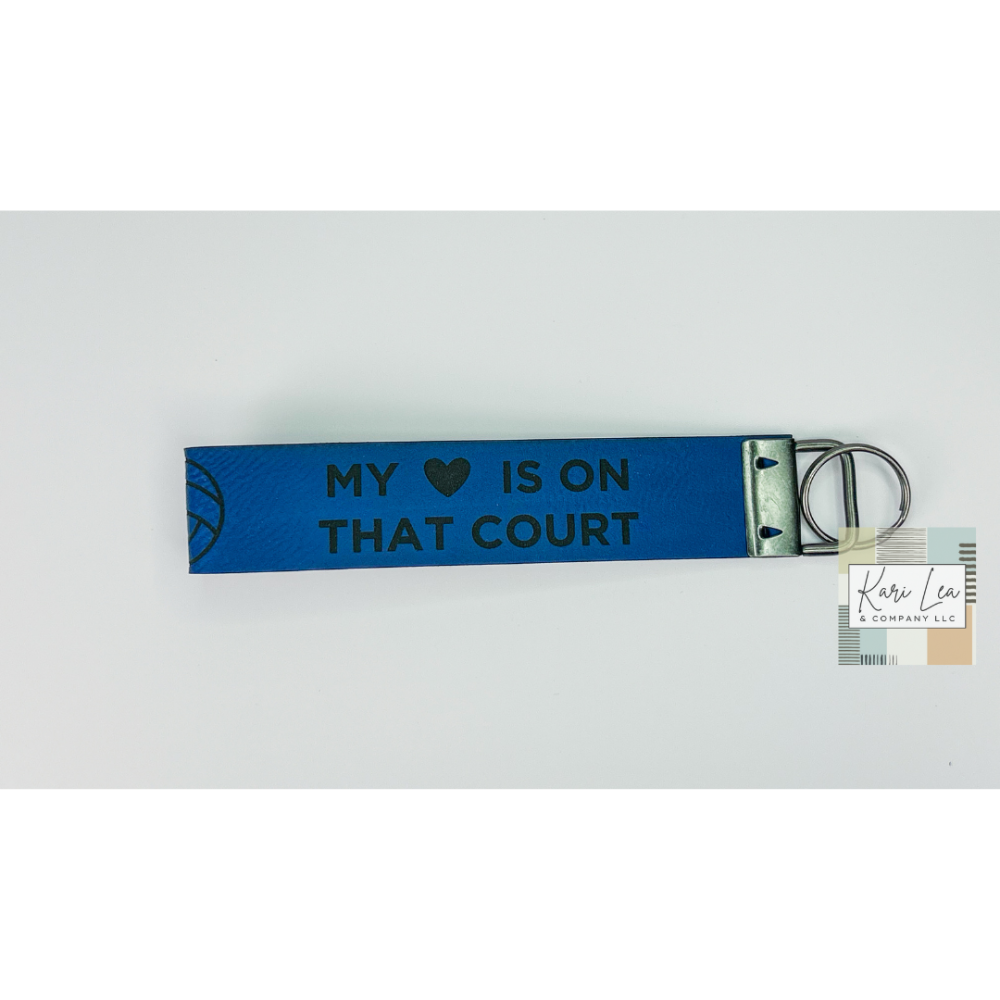 Leather Wristlet - Volleyball Mom (Blue/Black)|8347