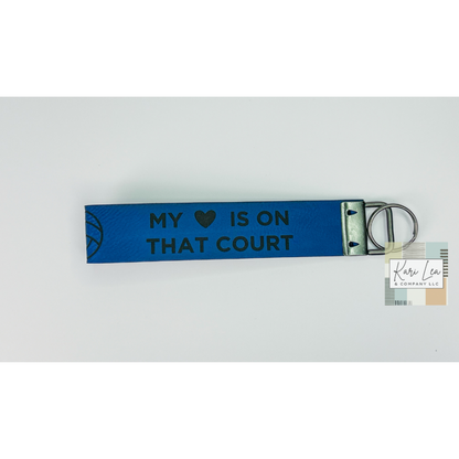 Leather Wristlet - Volleyball Mom (Blue/Black)|8347