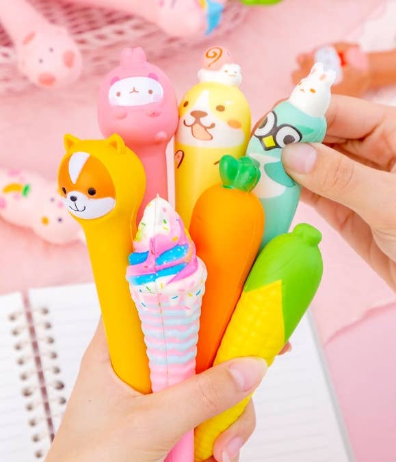 Cartoon soft squishy stress-relief gel pens students gifts