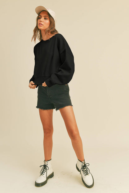 Blank Short Cropped Long Sleeve Sweatshirt