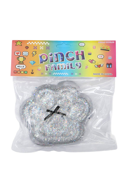 5 Inch Glittery Animal Paw Ribbon Mochi Sticky Squishy Bag
