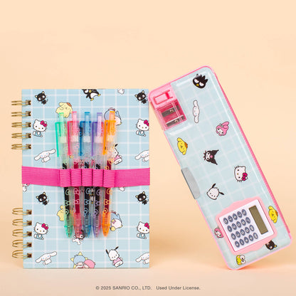 Hello Kitty and Friends Blue Grid Pencil Case