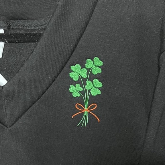 Shamrock Bouquet Black V-Neck|8780
