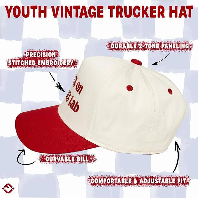 Kids/Baby 2 Tone Cap: Put It On Santa's Tab Red/Beige