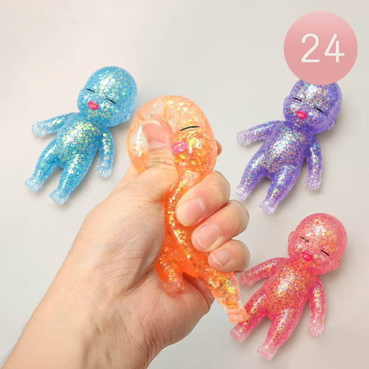 24PCS - Glittered Figure Doll Squeeze Squishy Stress Relief Toy