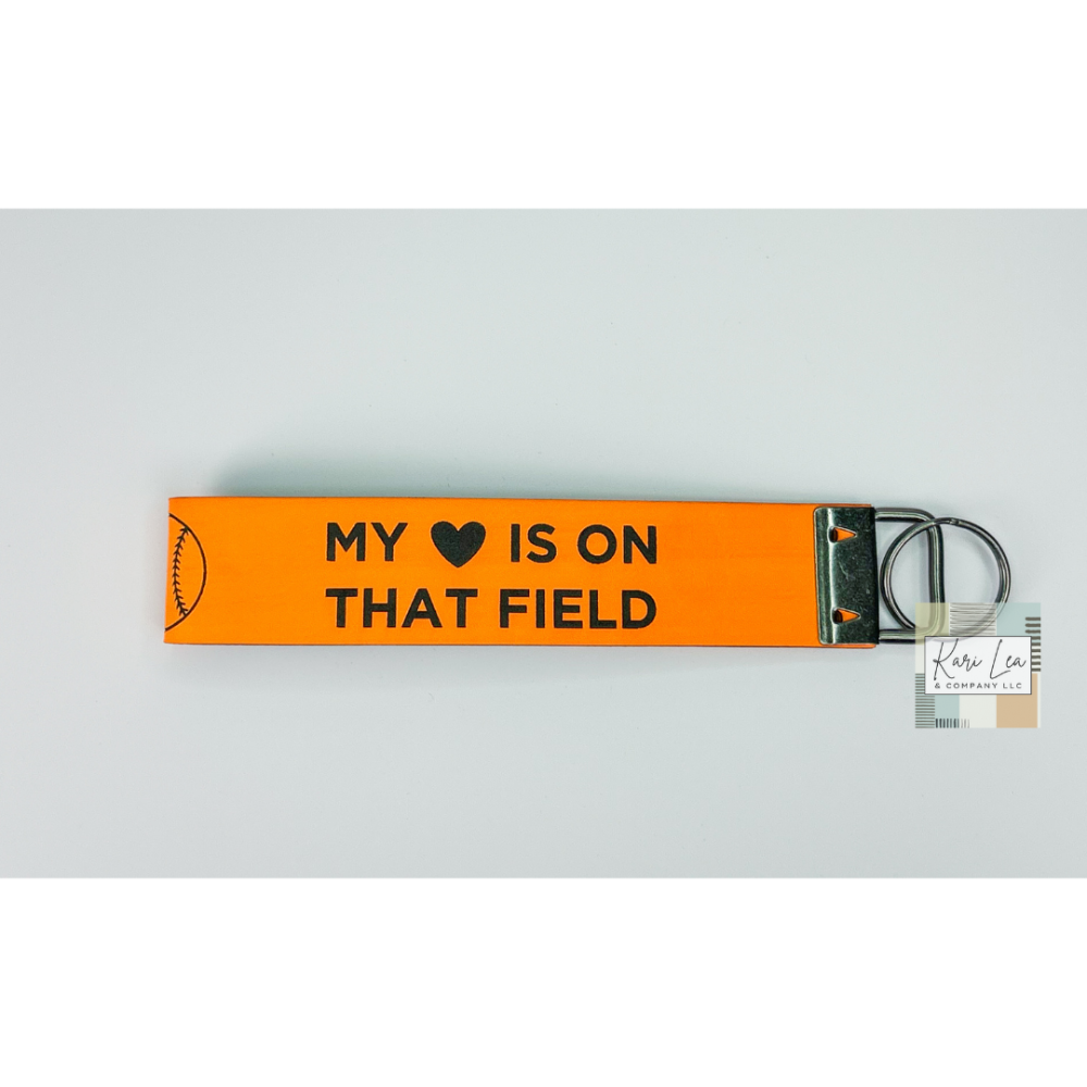 Leather Wristlet - Softball Mom (Orange)|8429
