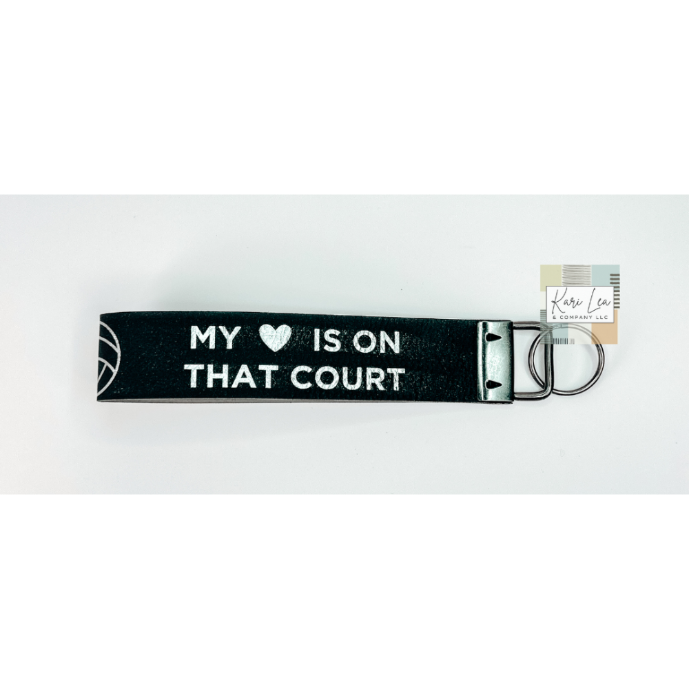 Leather Wristlet - Volleyball Mom (Black/Silver)|8353