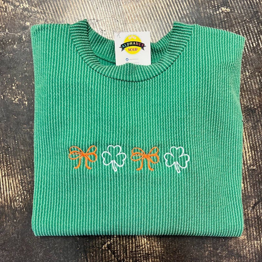 Shamrocks & Bows Green Ribbed Tunic|4711