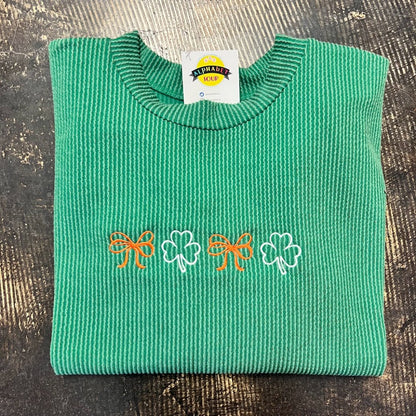 Shamrocks & Bows Green Ribbed Tunic|4711