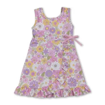 Floral Ruffle Girls Athletic Dress