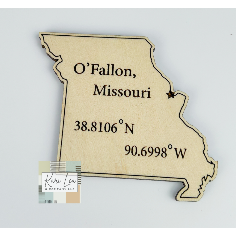 O'Fallon City/State Coordinates Magnet (Bare Wood)|8182