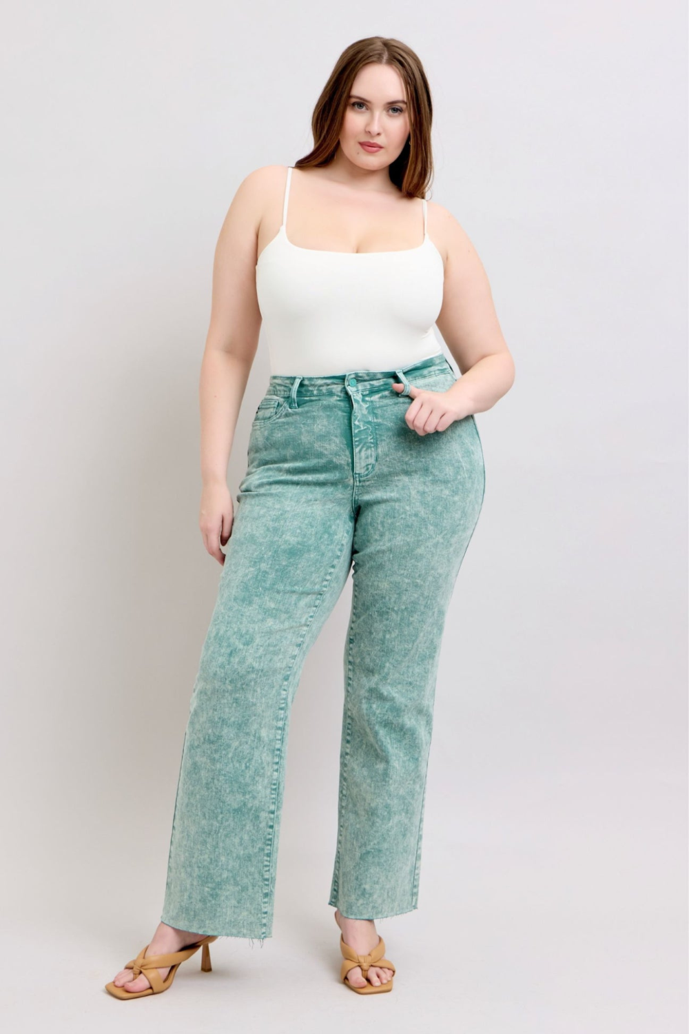 Judy Blue High Waist Garment Dyed Sea Green Dad Denim Jeans JB88966|6166