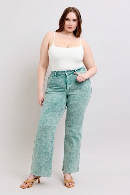 Judy Blue High Waist Garment Dyed Sea Green Dad Denim Jeans JB88966|6166