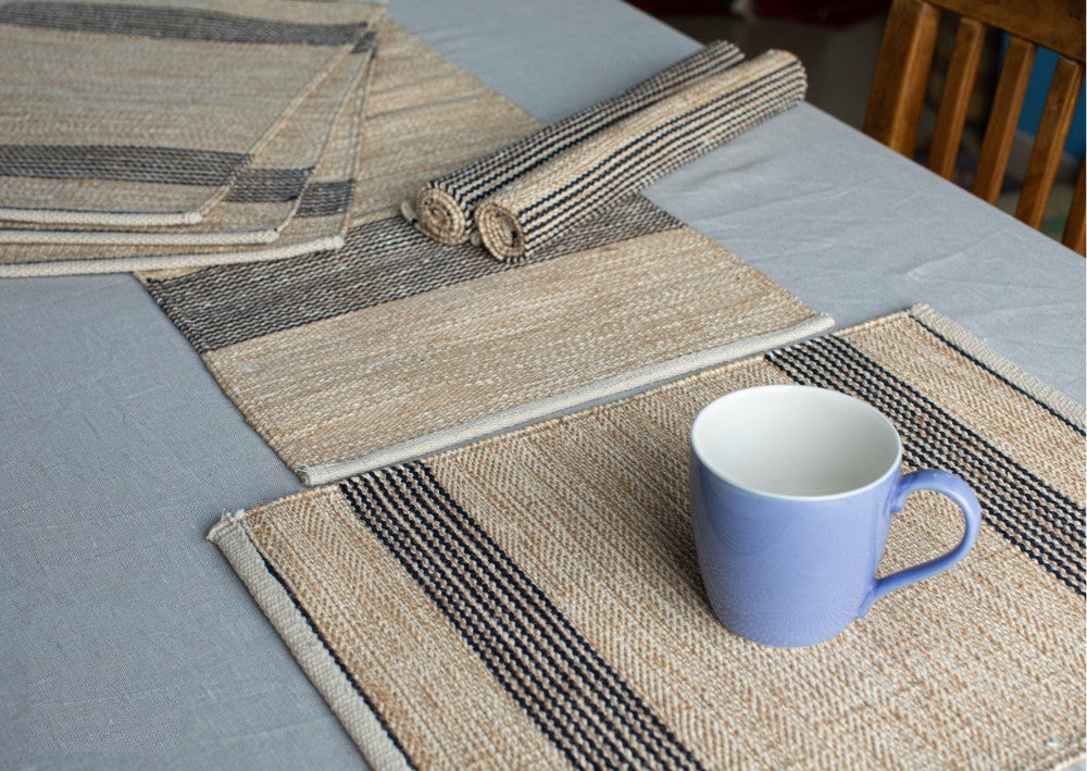 Jute Table Runner (56 inch) and Six Mats (Set of 7)|9221
